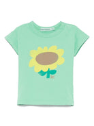 T-shirt per neonato Bobo Choses Sunflower verde con stampa girasole B125AB010 331 BOBO CHOSES 