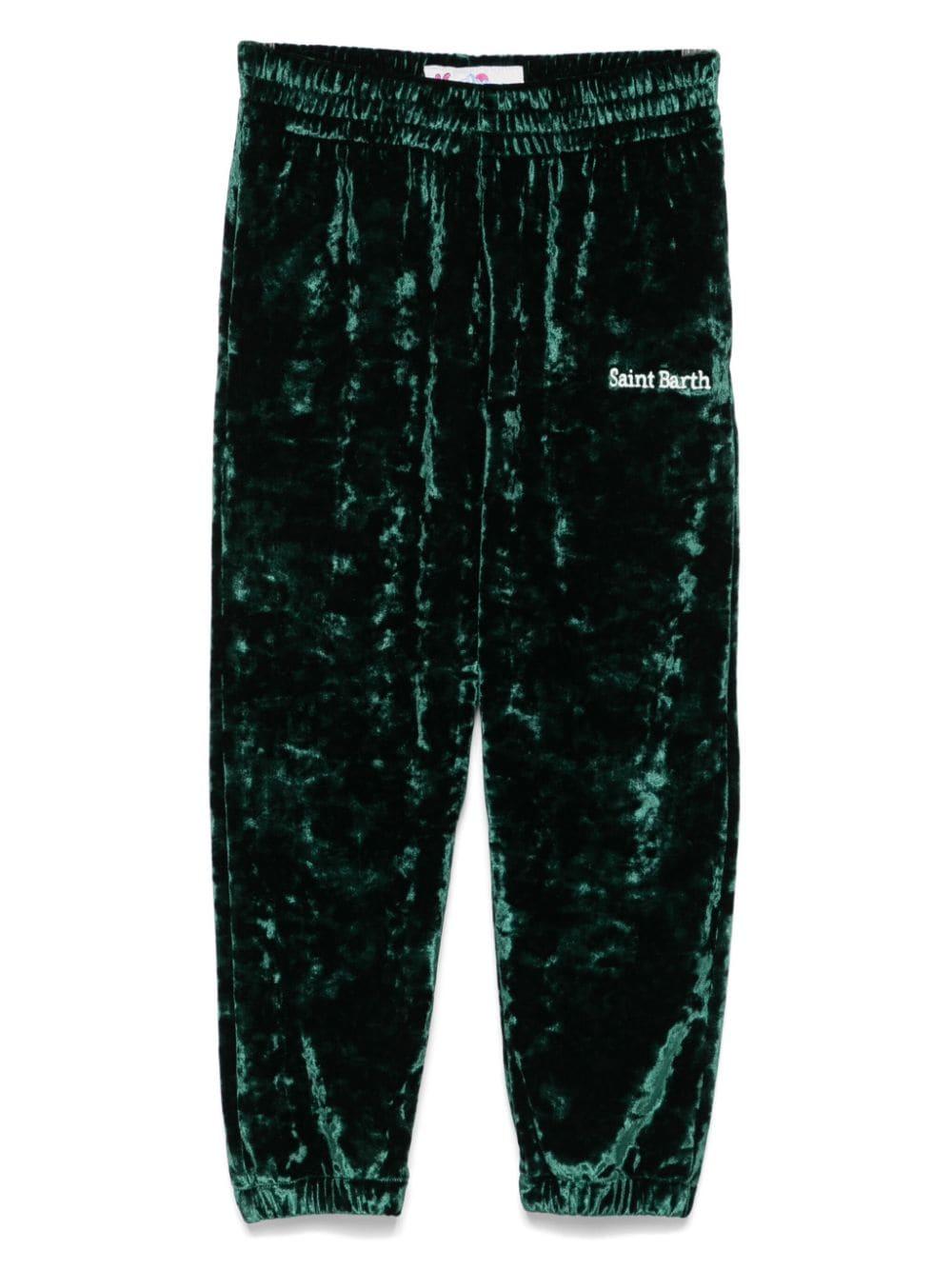 Pantaloni con velluto stropicciato per bambina MC2 Saint Barth Kids verde con gamba dritta ALC0001 00496G MC2 ST. BARTH KIDS 
