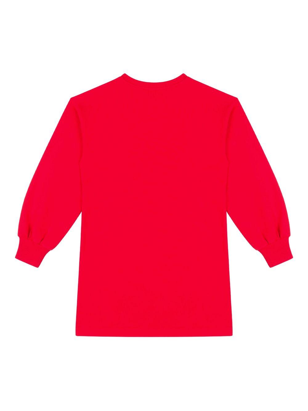 Abito per bambina Moschino Kids rosso a maniche lunghe con logo HDV0GYLCA83 50109 MOSCHINO KIDS 