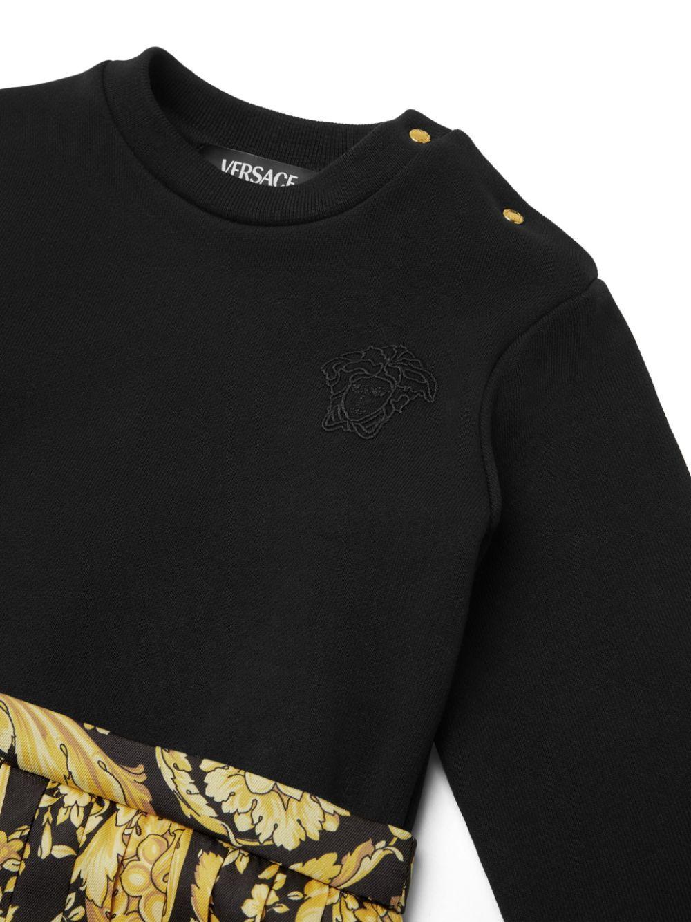 Abito con stampa barocca per neonata Versace Kids nero con girocollo 10164811A11438 2B130 VERSACE KIDS 