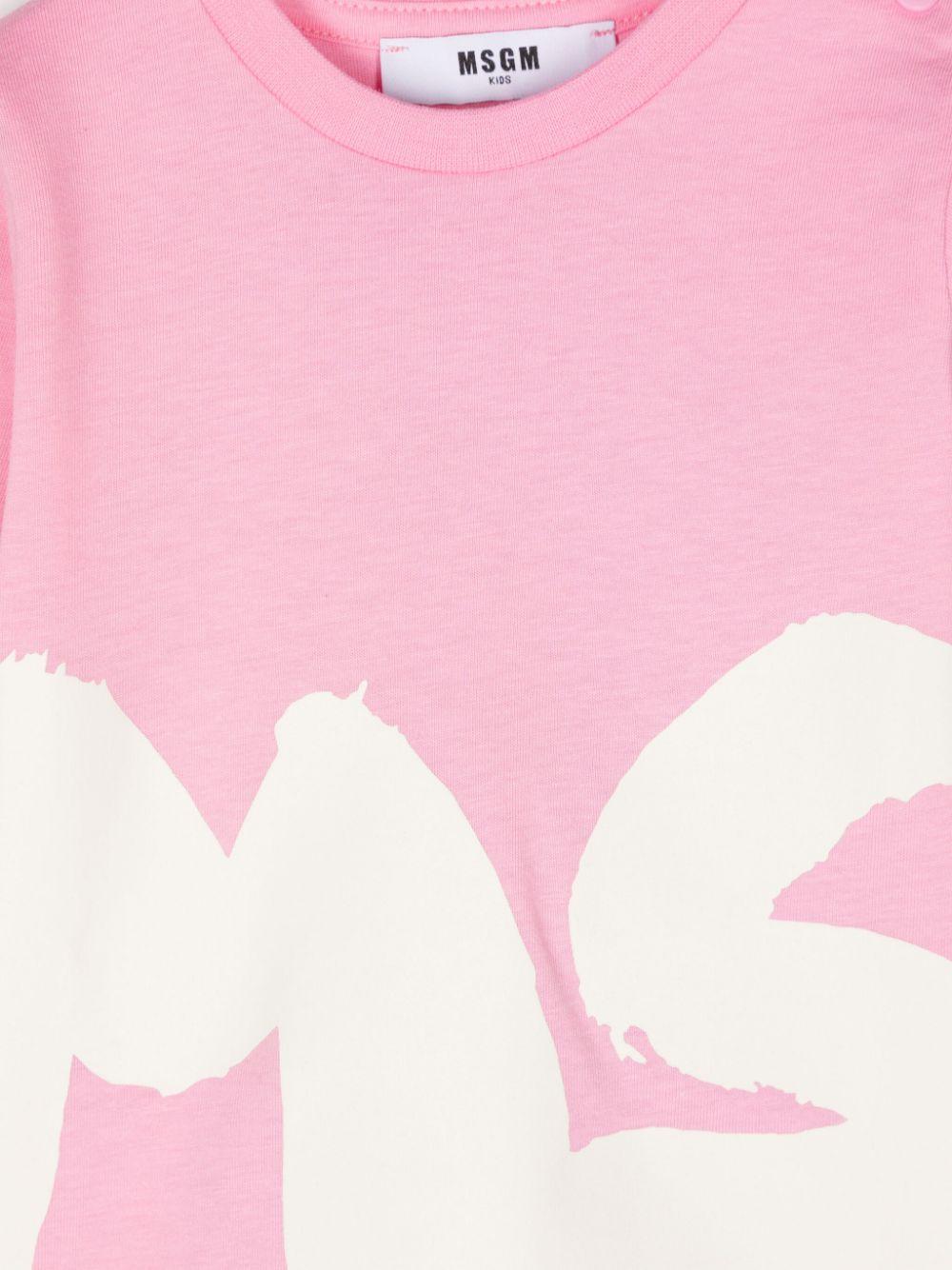 T-shirt rosa per bambina a maniche lunghe con stampa bianca MSGM maxi F4MSUNTH266 042 MSGM KIDS 