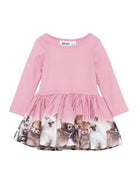 Abito per neonata Molo rosa con stampa con animali 4W25E203 9606 MOLO 