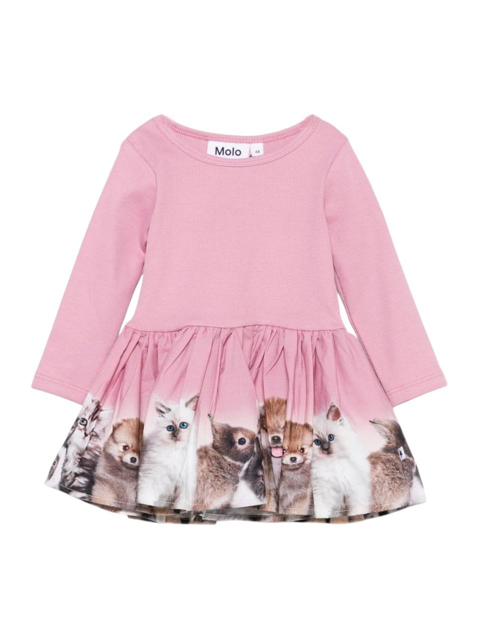Abito per neonata Molo rosa con stampa con animali 4W25E203 9606 MOLO 