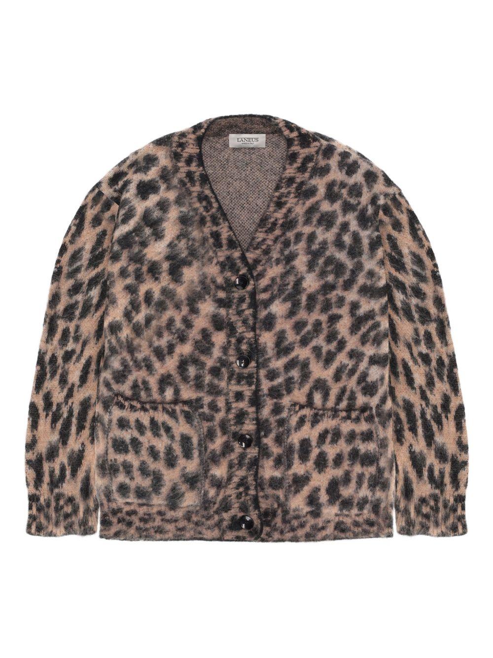 Cardigan per bambina Laneus animalier con scollo a V F5LKJGCA053 570 LANEUS 