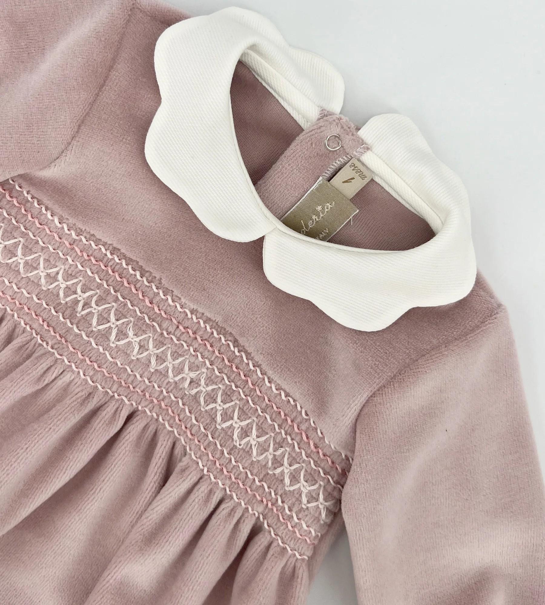 Tutina per neonata La Stupenderia rosa con colletto alla Peter Pan 1TBTT14 L23 LA STUPENDERIA 