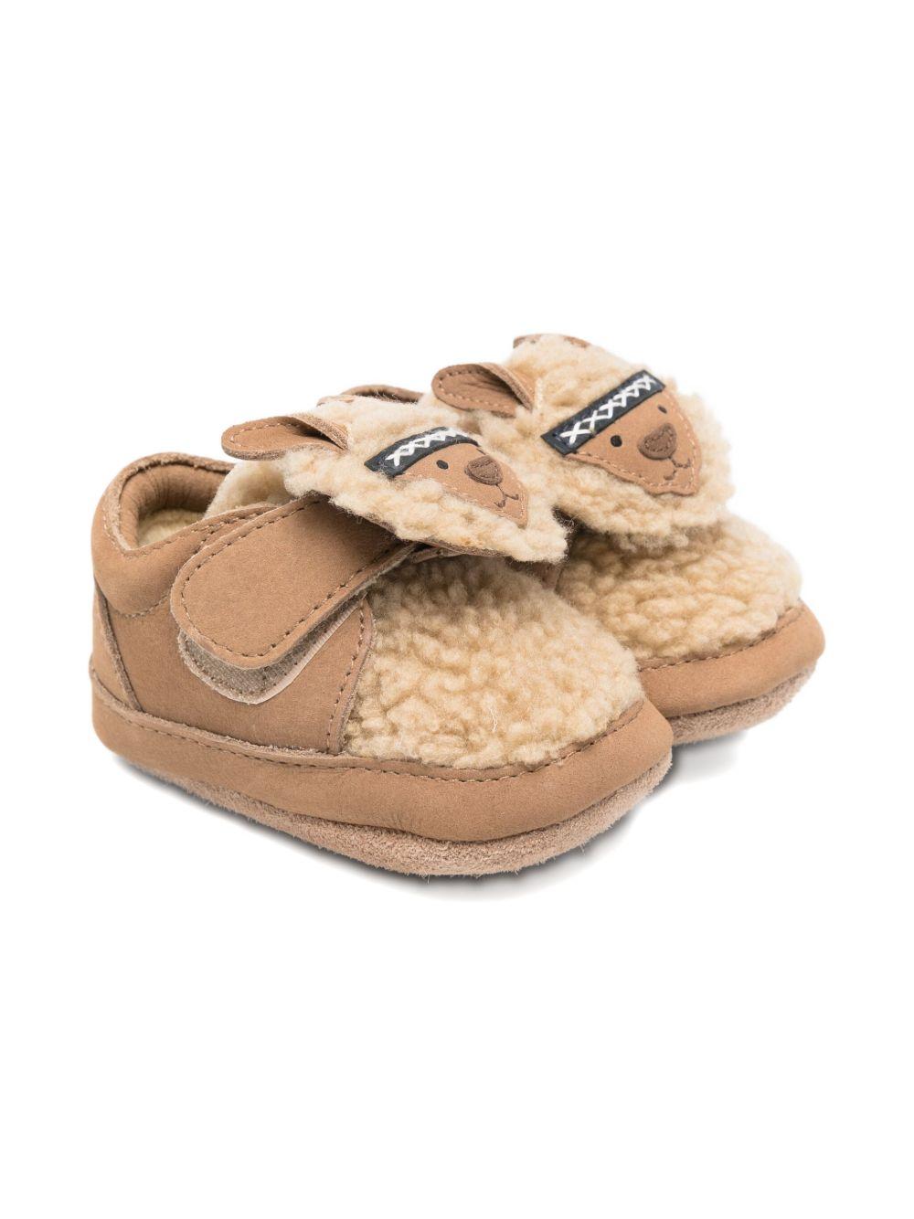 Scarpe da culla per neonati Donsje beige con applicazioni in pelle di pecora 1042101 NL127 DONSJE 