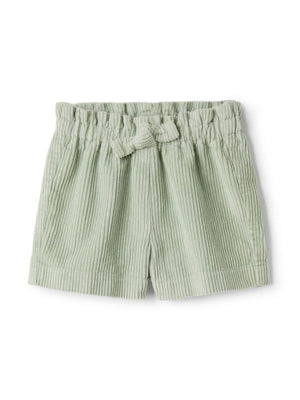 Il Gufo green ribbed shorts for newborns with elasticated waist