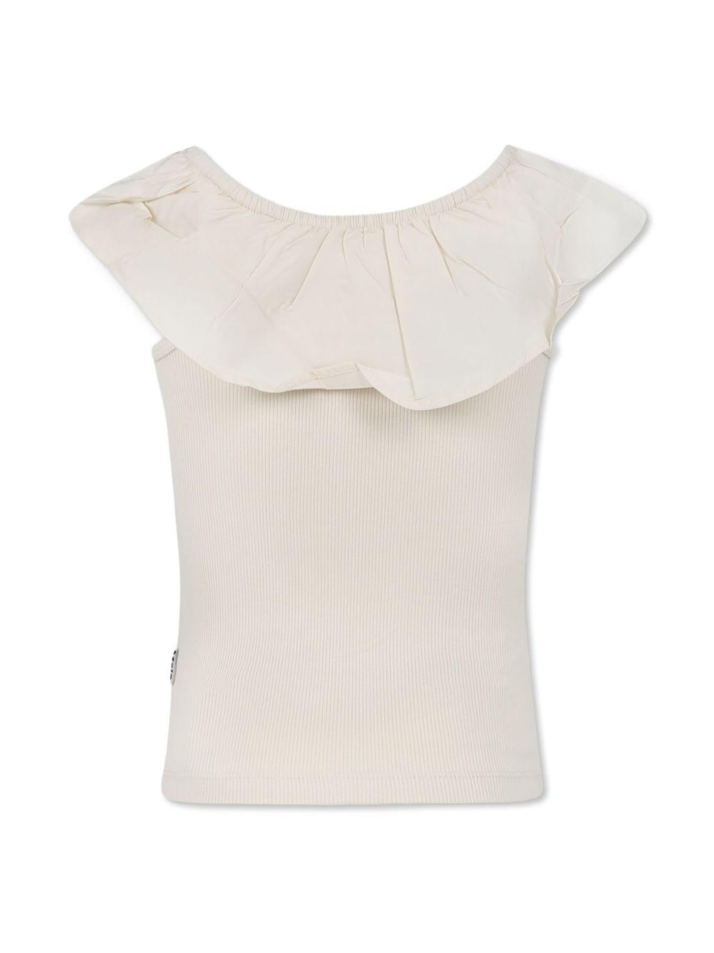 T-shirt con ruches per bambina Molo bianco con orlo dritto 2S25A104 5410 MOLO 