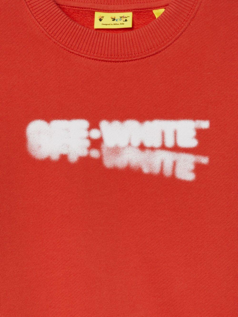Felpa in cotone sbiadito Arrow per bambino Off-White Kids rosso con spalle scese OBBA001F24FLE003 2501 OFF WHITE KIDS 