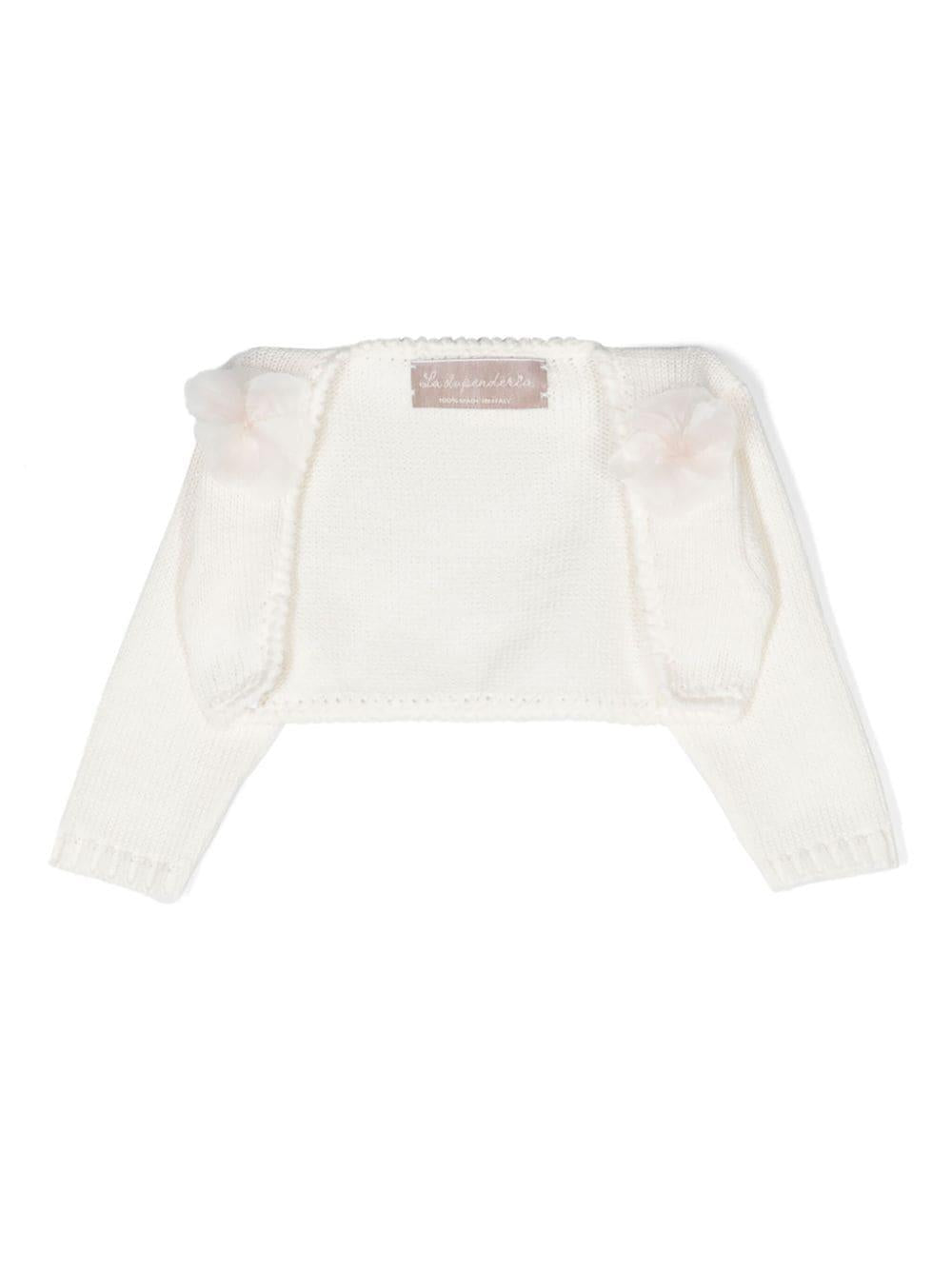 Cardigan crop per neonata La Stupenderia beige con applicazioni SJSS84 102 LA STUPENDERIA 