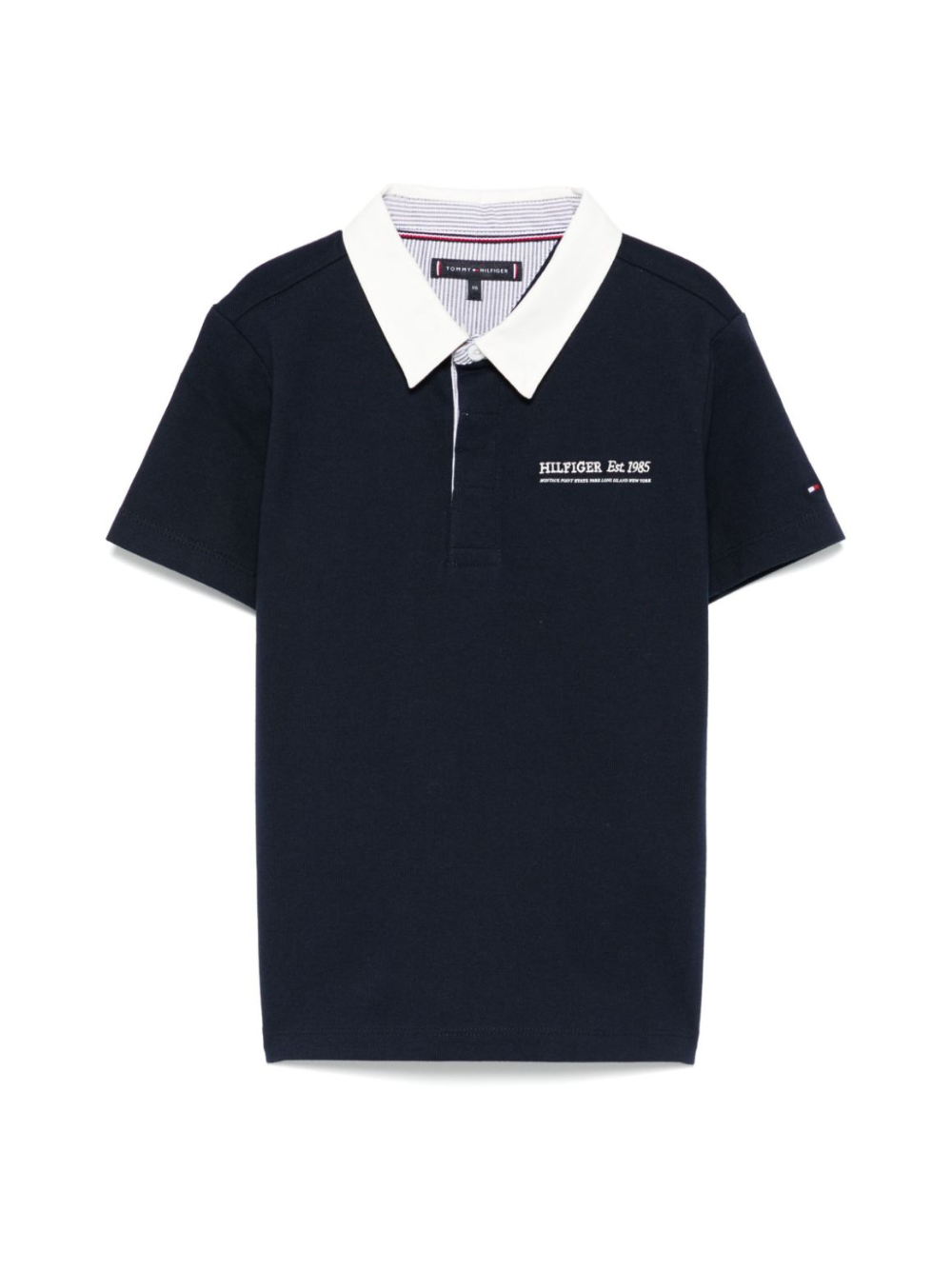 Polo con ricamo per bambino Tommy Hilfiger Junior blu con spacchi laterali KB0KB09332 C1G TOMMY HILFIGER JUNIOR 