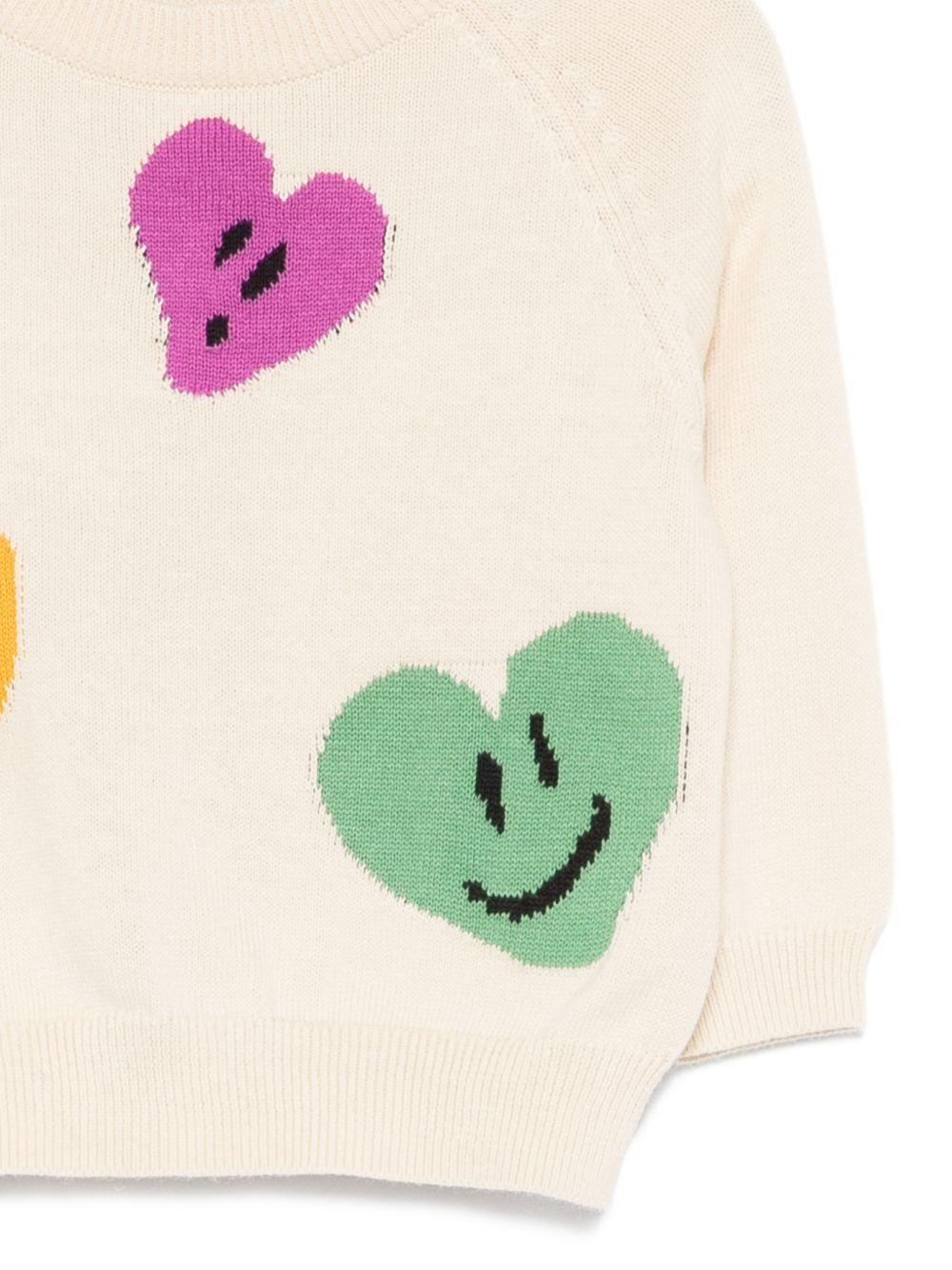 Maglione per neonata Molo bianco con ricamo cuori 6S26K201 9829 MOLO 