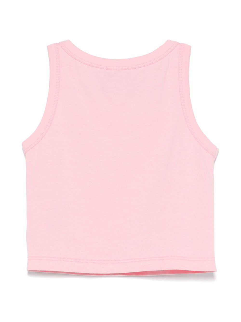 Canotta per bambina John Richmond Junior rosa con logo con strass RGP25204CN PINK JOHN RICHMOND JUNIOR 