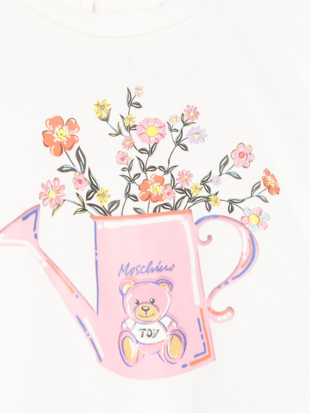 T-shirt Teddy Bear per neonato Moschino Kids bianco con girocollo MIM02BLBA10 10063 MOSCHINO KIDS 