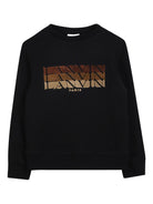 Felpa per bambino Lanvin Enfant nera con logo floccato N30284 09B LANVIN 