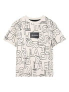 T-shirt per bambino Karl Lagerfeld Kids bianca con stampa grafica e targhetta logo Z30960 195 KARL LAGERFELD KIDS 