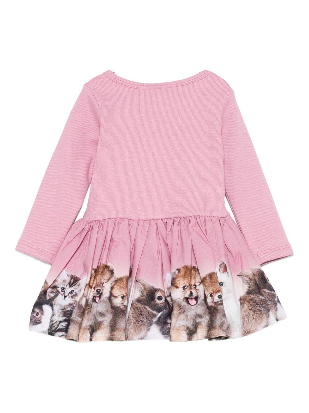 Abito per neonata Molo rosa con stampa con animali 4W25E203 9606 MOLO 