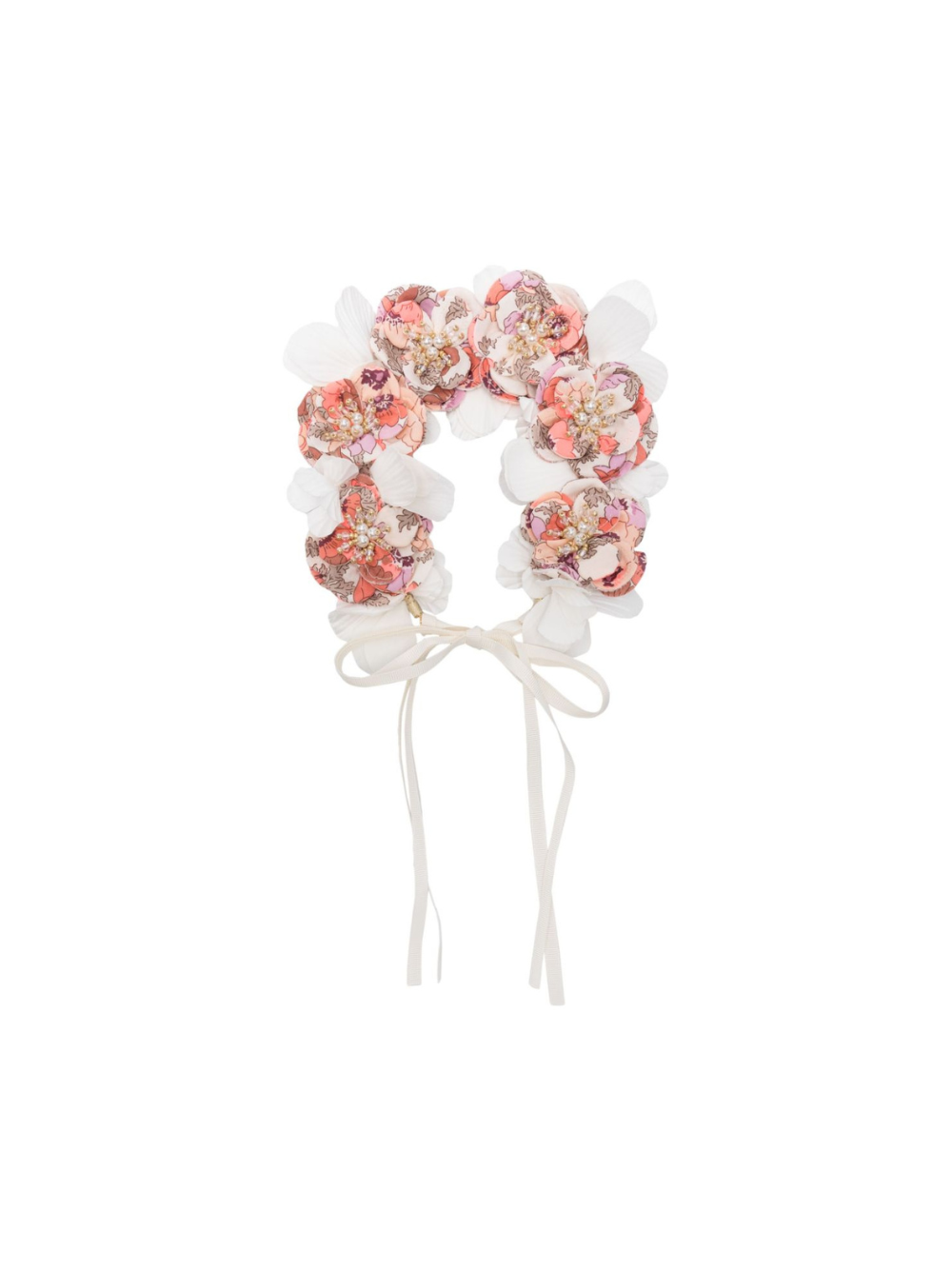 Fascia per capelli con applicazioni floreali per bambina Bonpoint bianco con finte perle S05GHAW00025 526 BONPOINT 