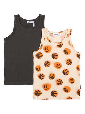 Set of two multicolored Molo tank tops for children with different patterns