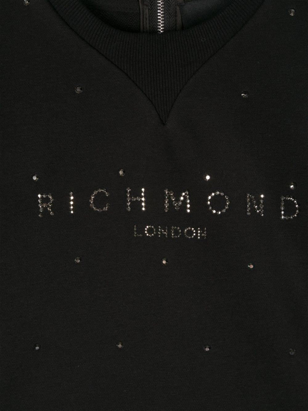Felpa con borchie per bambina John Richmond Junior nero con girocollo RGA24042FE BLACK JOHN RICHMOND JUNIOR 