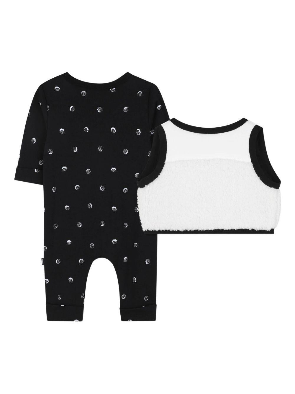 Set tutina e gilet per neonato Boss Kids nero con motivo a pois J52541 09B BOSS KIDS 