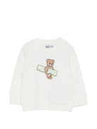 Felpa per neonati Moschino Kids bianca con stampa orsetto sul davanti MWF060LCA90 10063 MOSCHINO KIDS 