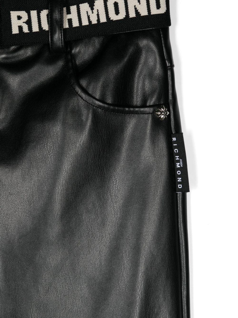 Pantaloni con placca logo per bambina John Richmond Junior nero con passanti RGA24021PA BLACK JOHN RICHMOND JUNIOR 