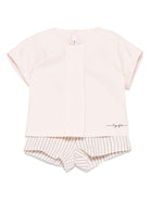 Set top e shorts a righe per neonata Il Gufo rosa con vita elasticizzata P25DP550R0004 304 IL GUFO 