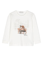 T-shirt con stampa grafica per bambina Monnalisa bianca con girocollo 11D617 4202 0001 MONNALISA 