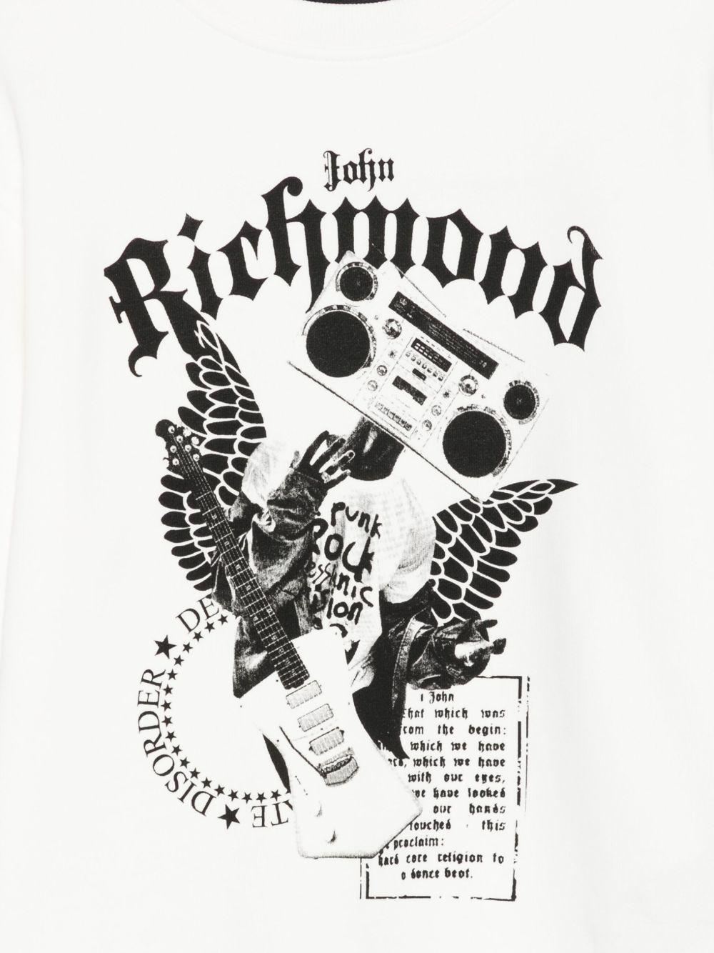 Felpa per bambino John Richmond Junior bianco con stampa logo RBP25054FE OFF-WHITE JOHN RICHMOND JUNIOR 