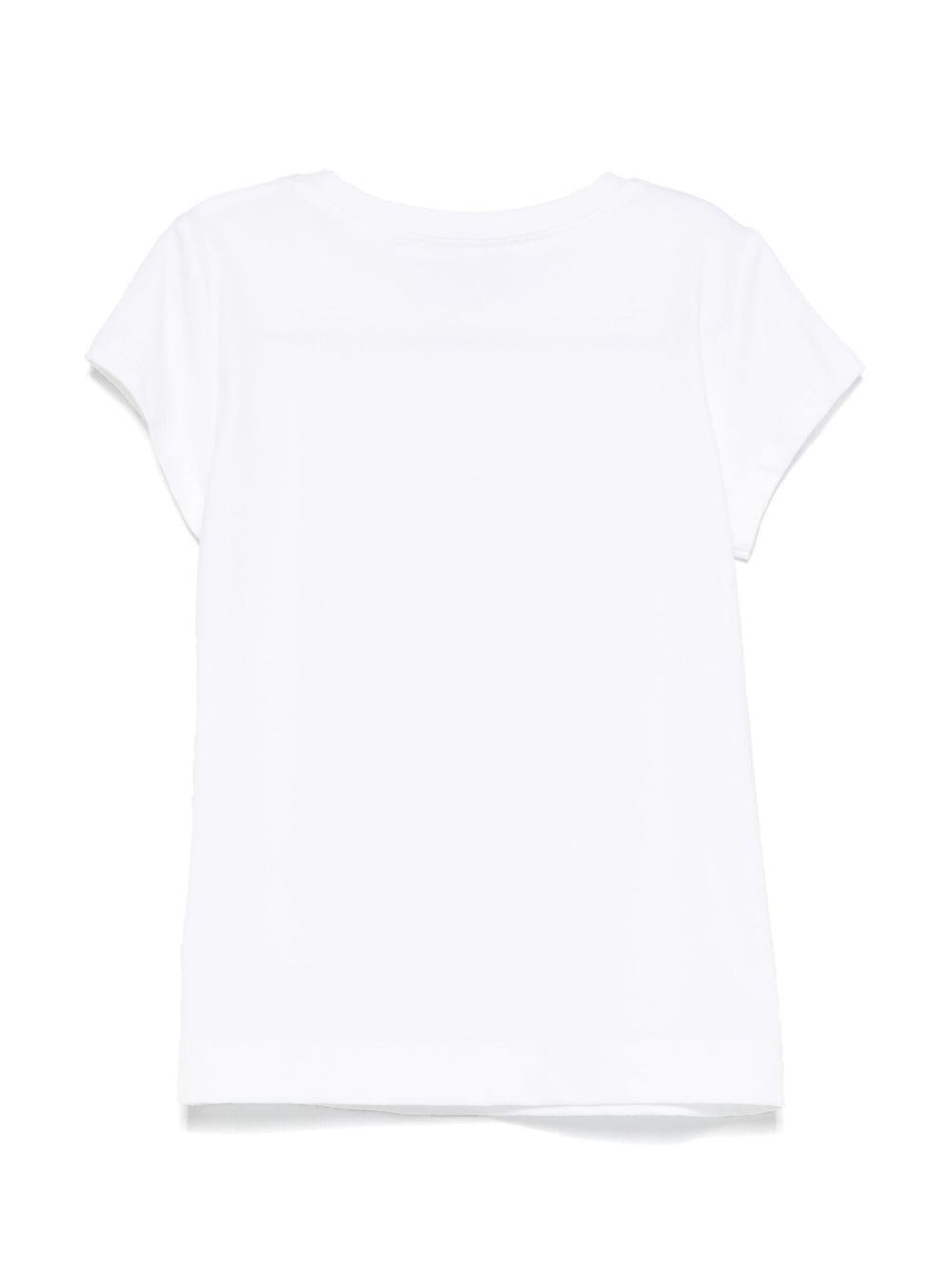 T-shirt per bambina Monnalisa bianco con stampa grafica e decorazione strass 11E626 5202 0099 MONNALISA 