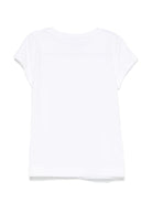 T-shirt per bambina Monnalisa bianco con stampa grafica e decorazione strass 11E626 5202 0099 MONNALISA 