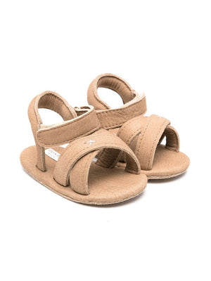 Donsje Tobi beige baby sandals with velcro fastening