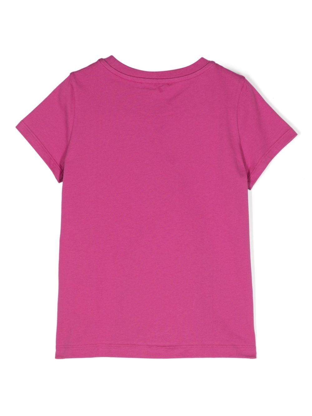 T shirt fucsia per bambina con stampa logo Emilio Pucci nera PV8B11 Z2354 50L EMILIO PUCCI JUNIOR 