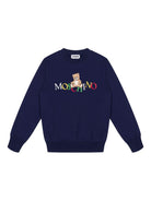 Felpa per bambino Moschino Kids blu con motivo Teddy Bear HNF08VLCA60 40016 MOSCHINO KIDS 