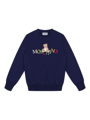 Moschino Kids blue sweatshirt with teddy bear motif for boys
