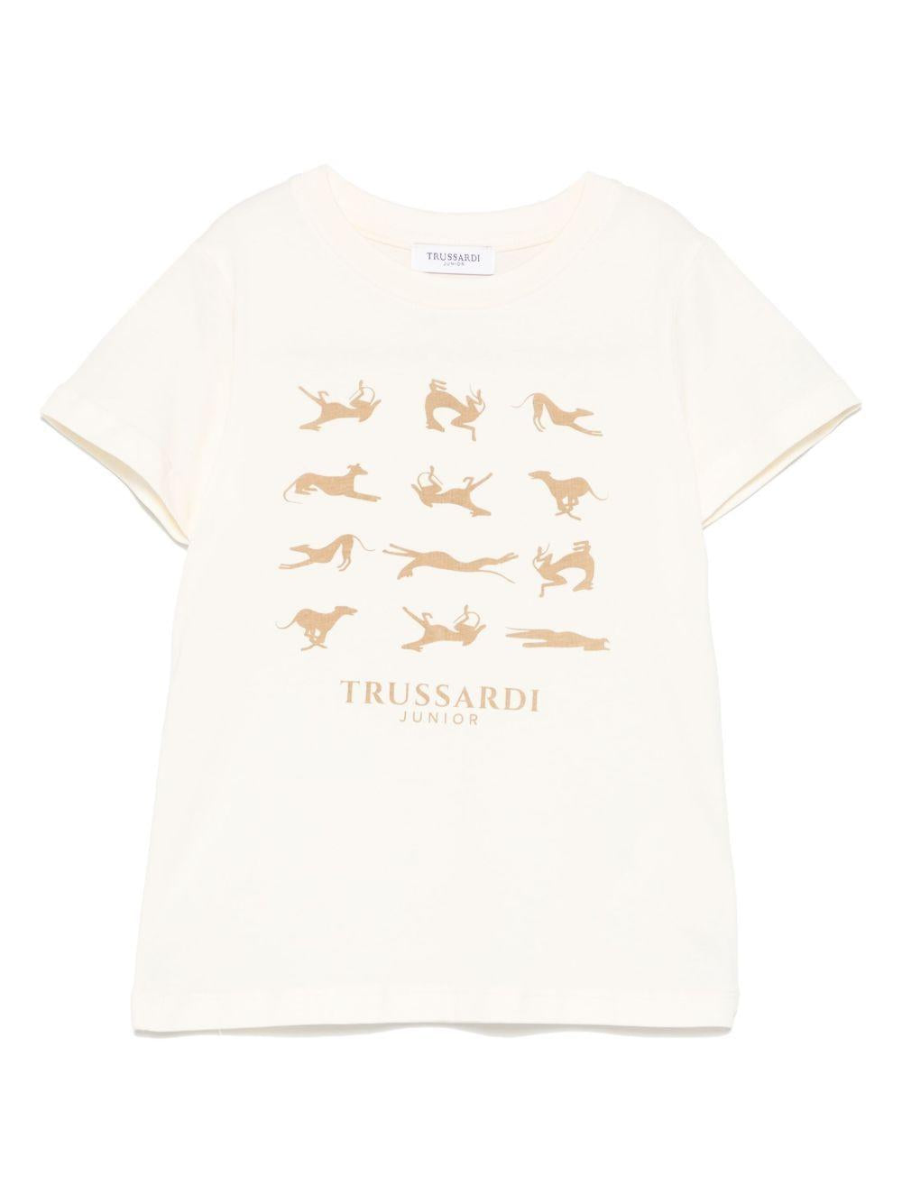 T-shirt per bambino TRUSSARDI JUNIOR beige con stampa grafica TBP25091TS BUTTER TRUSSARDI JUNIOR 