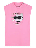 Abito per neonata Karl Lagerfield Kids rosa con stampa ikon choupette Z31057 462 KARL LAGERFELD KIDS 