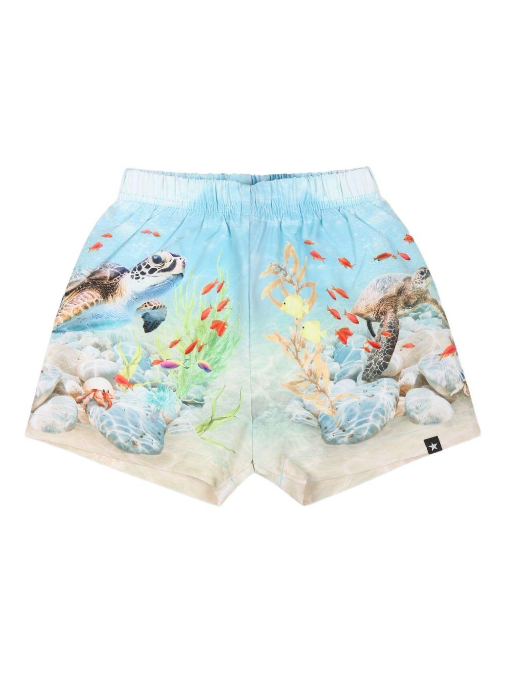 Costume da bagno per neonato Molo azzurro con stampa grafica e vita elasticizzata 8S25P612 3808 MOLO 