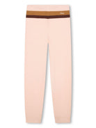 Pantaloni sportivi con coulisse per bambina Chloé Kids rosa con logo sul retro C20304 45K CHLOE' KIDS 