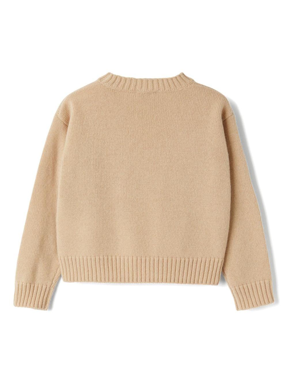 Maglione per bambina Il Gufo beige con motivo a intarsi A24MA456EM220 1249 IL GUFO 