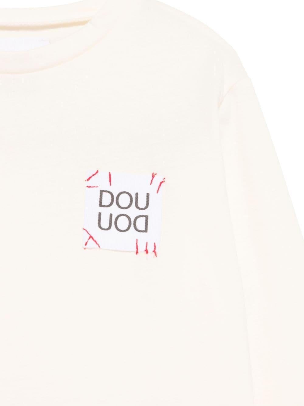 T-shirt per bambina Douuod Kids ecru con applicazione logo sul petto DV8P10 Z0761 101 DOUUOD 