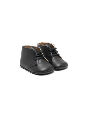 Eli1957 blue lace-up leather first steps boots for newborns