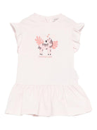 Abito per neonata Moncler Kids rosa con stampa grafica sul davanti L19518I0000289AUM 503 MONCLER ENFANT 
