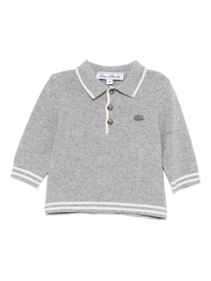 Tartine Et Chocolat grey baby polo shirt with polo collar