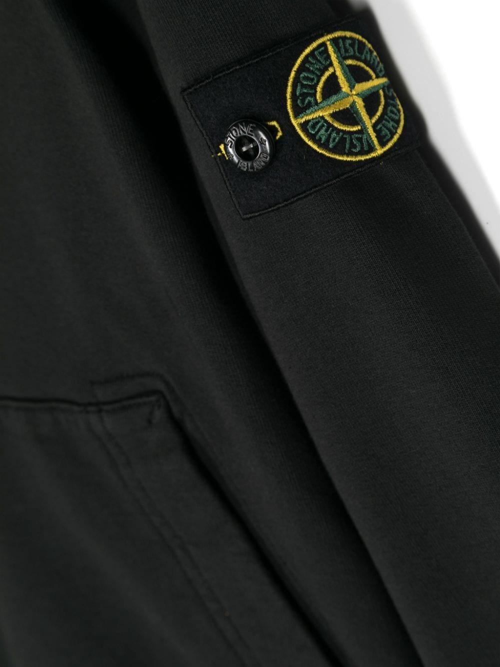 Felpa con applicazione Compass per bambino Stone Island Junior nero con cappuccio 811661620 V0029 STONE ISLAND JUNIOR 