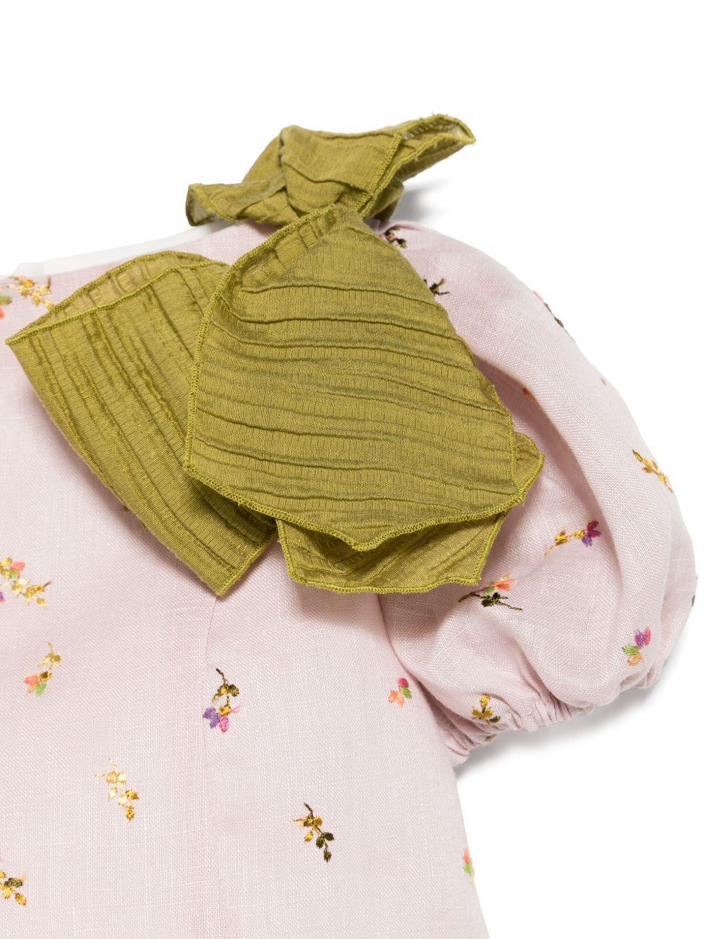 Top per neonata La Stupenderia rosa con ricamo a fiori TJTP94NB I02 LA STUPENDERIA 