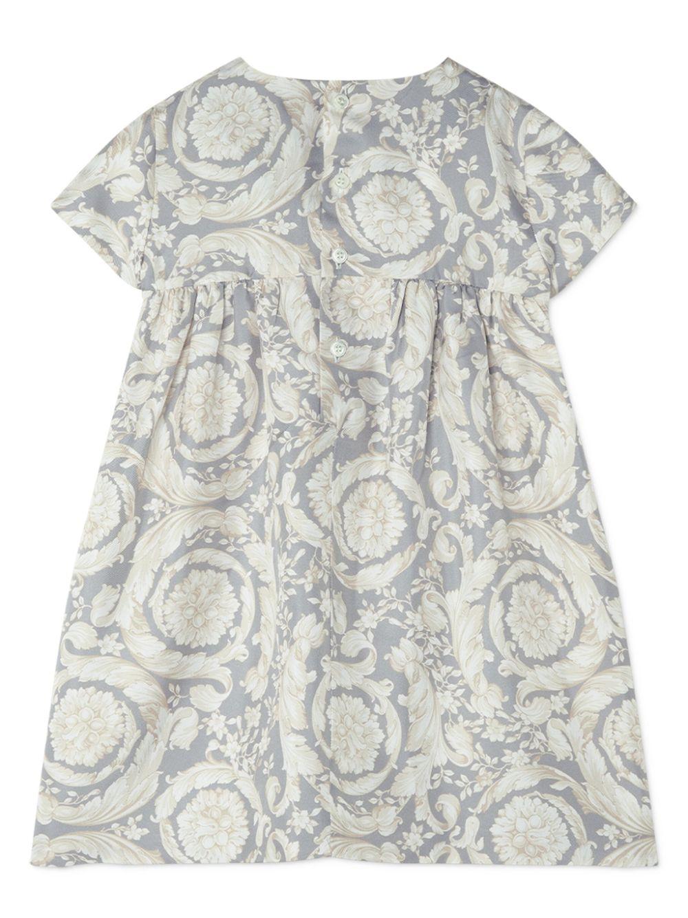 Abito per neonata Versace Kids grigio con stampa Barocco 10186881A11195 5E340 VERSACE KIDS 
