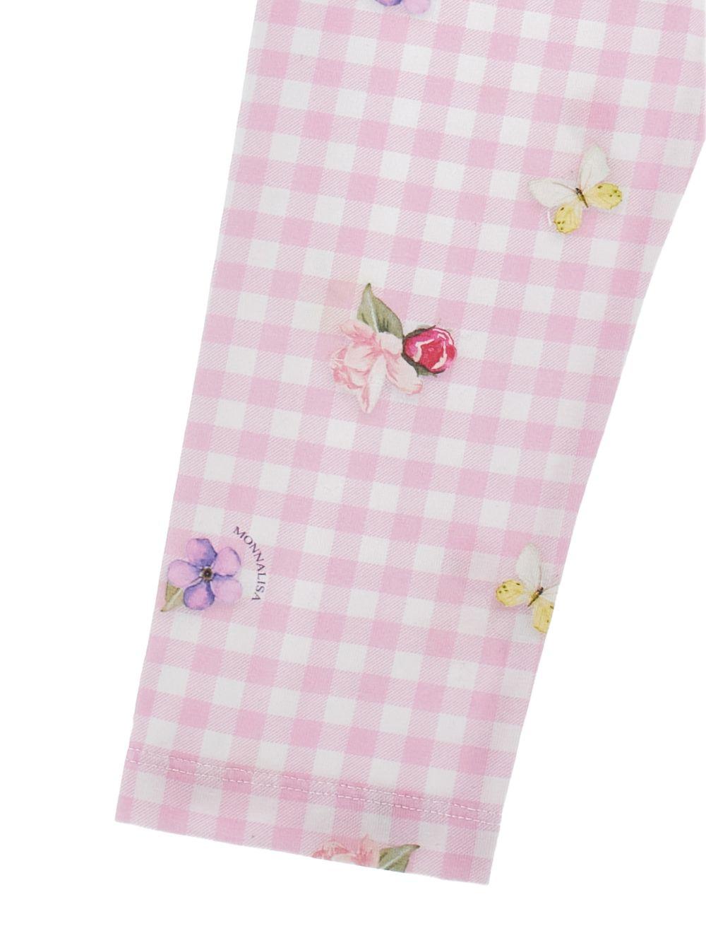 Leggings per bambina Monnalisa rosa con motivo a quadri 19G418NP 7004 0090 MONNALISA 