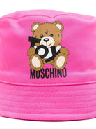 Cappello bucket con stampa Teddy Bear per neonato Moschino Kids fucsia con corona piatta MMX057LPA01 50533 MOSCHINO KIDS 
